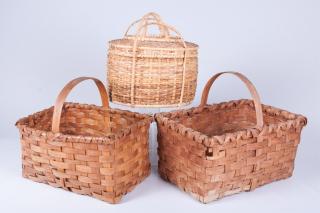 Appraisal: Wicker Baskets Three Three baskets including one very unique oblong