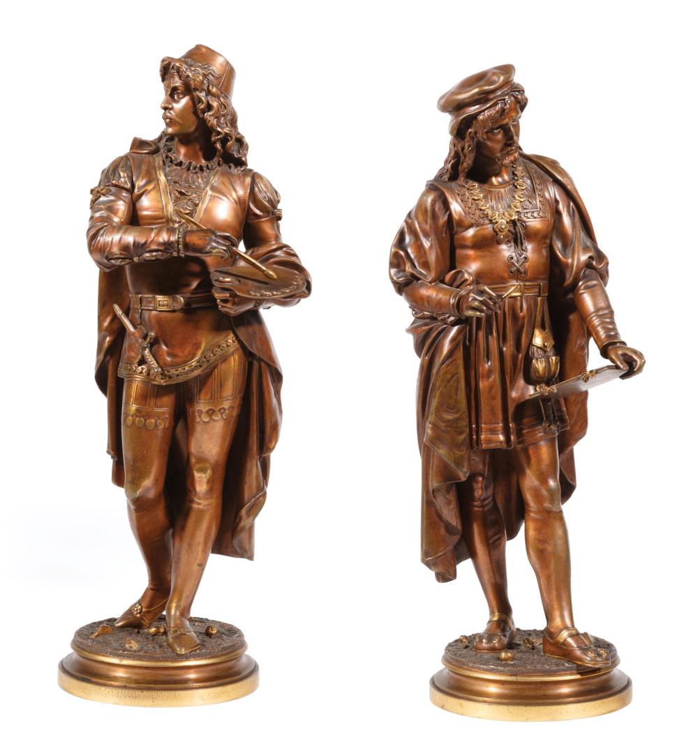 Appraisal: Pair of Bronze Figures of Renaissance Artists after Leon Pilet