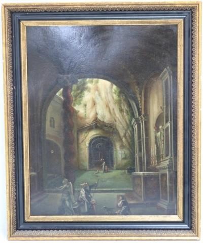 Appraisal: TH CENTURY OIL PAINTING ON BOARD ITALIANDEPICTING THE CHURCH OF