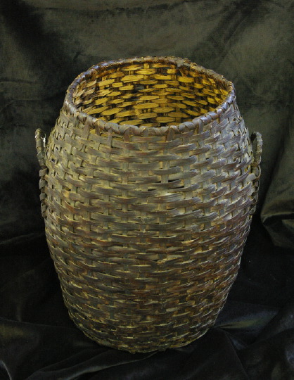 Appraisal: Large Provincial Woven and Stained Splint Two-Handled Basket fourth quarter