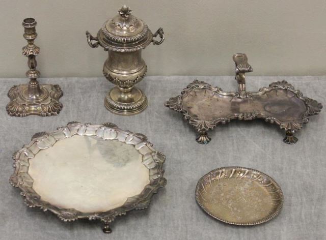 Appraisal: STERLING Antique English Hollow Ware Grouping Includes an antique English