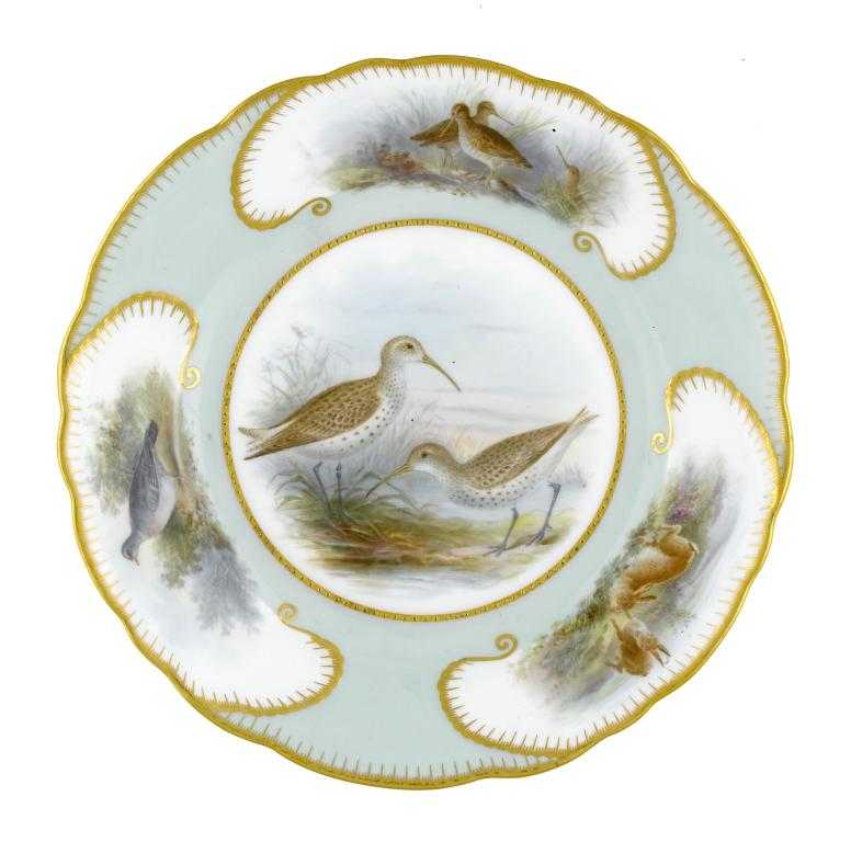 Appraisal: AN ENGLISH PORCELAIN DESSERT PLATE finely painted with four panels