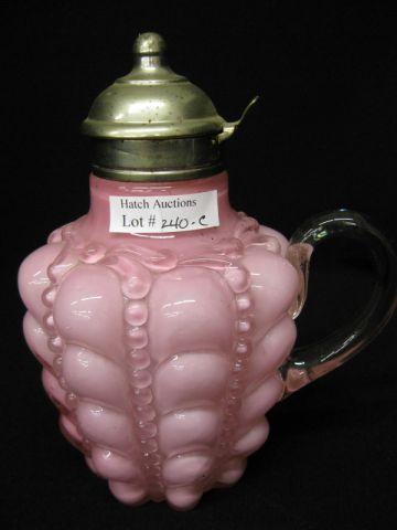 Appraisal: Victorian Art Glass Syrup Pitcher pink cased by Consolidated excellent