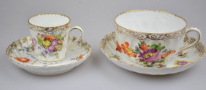 Appraisal: A Dresden porcelain fluted tea cup and suacer to w