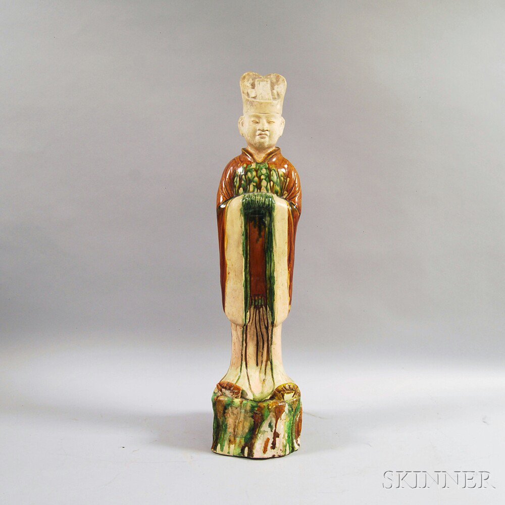 Appraisal: Sancai Pottery Figure of a Scholar China standing on a