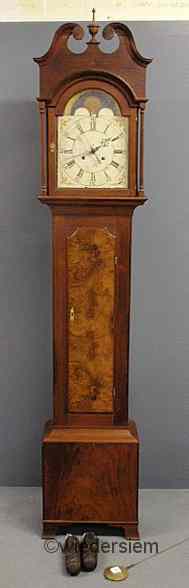 Appraisal: American Hepplewhite cherry tall case clock with a broken arch