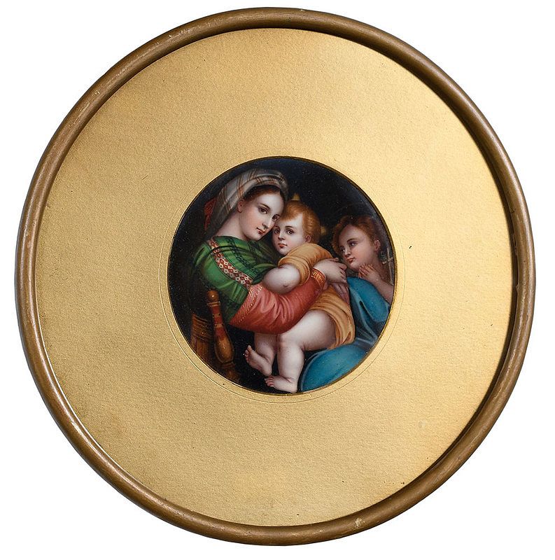 Appraisal: Madonna della Seggiola Painted Porcelain Plaque Italian th century after