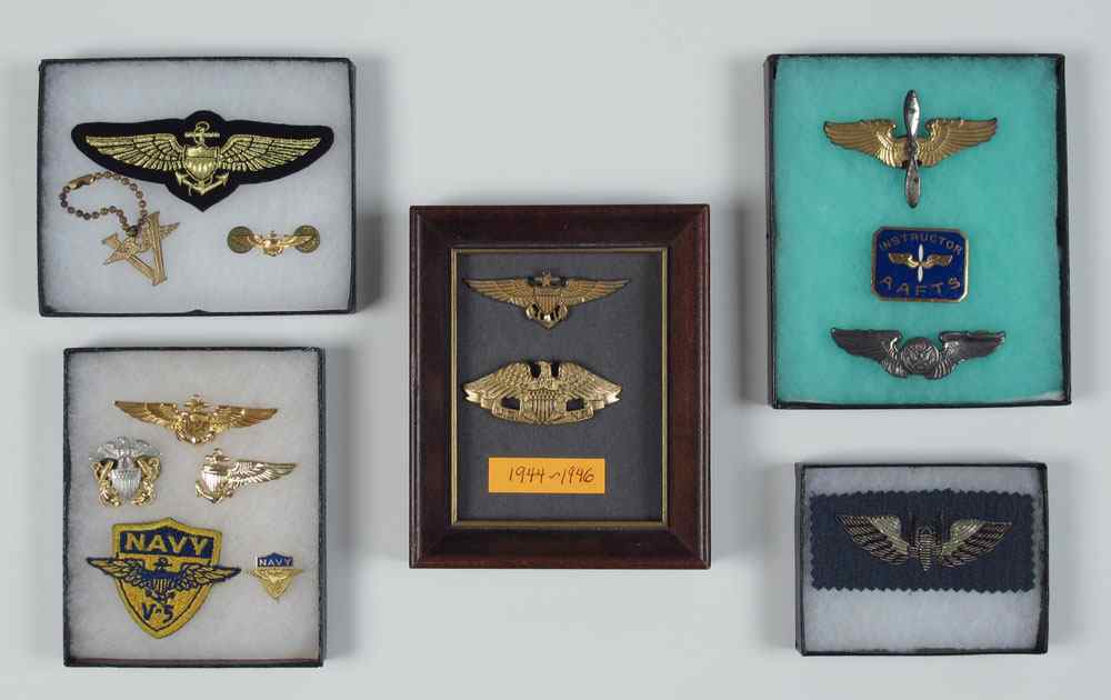 Appraisal: COLLECTION OF USN AVIATOR WINGS AND MORE To include Naval