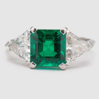 Appraisal: Platinum Emerald and Diamond Ring Platinum Emerald and Diamond Ring