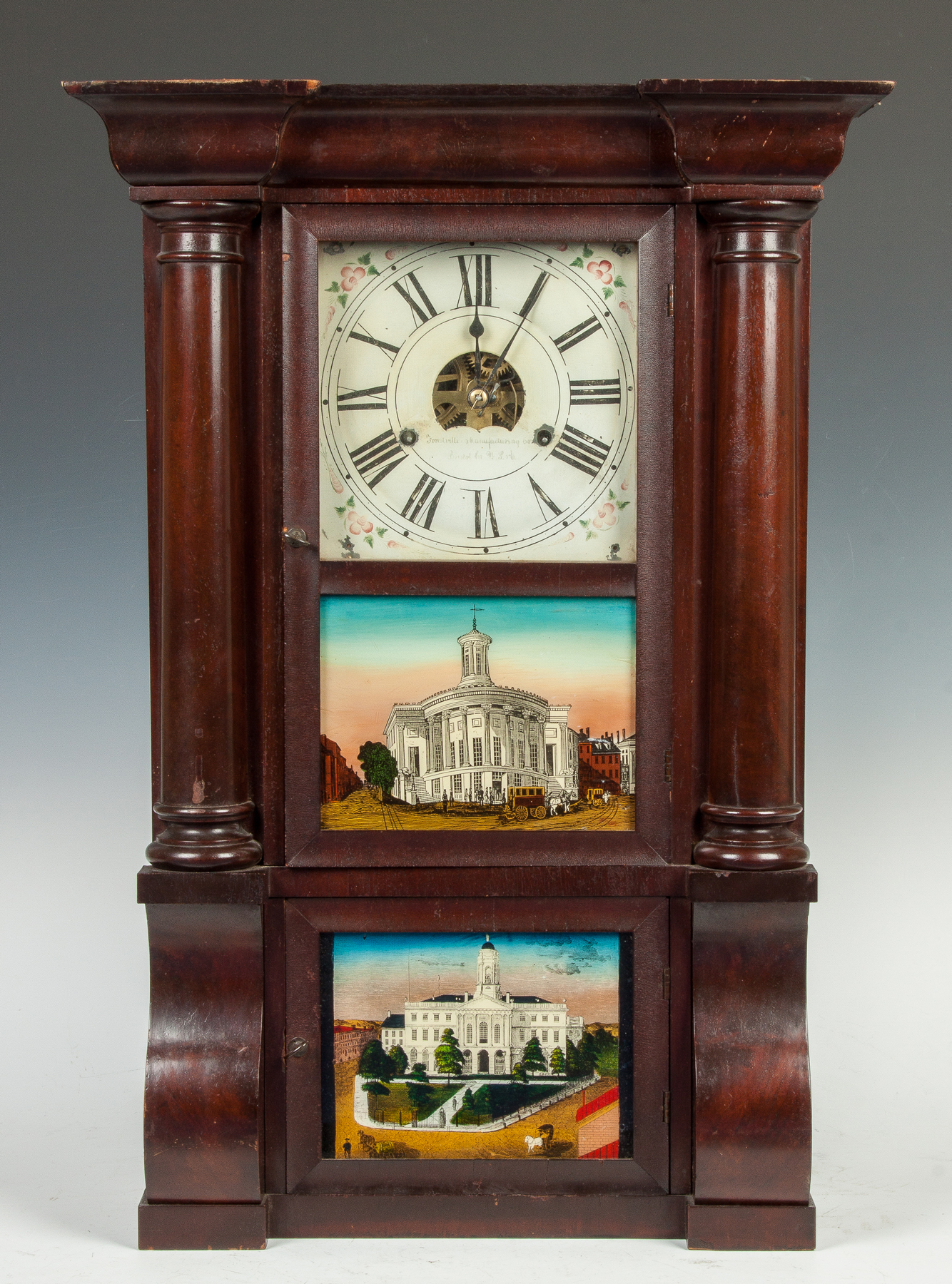 Appraisal: Forestville Manufacturing Shelf Clock Bristol CT Mahogany case Original signed