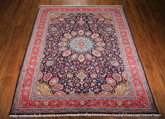 Appraisal: Sarouk Rug Contemporary Blue ground with palmette and floral spray