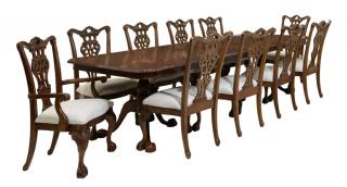 Appraisal: A CHIPPENDALE STYLE MAHOGANY DINING SET A CHIPPENDALE STYLE MAHOGANY