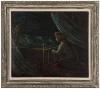 Appraisal: Bernice Burr Singer Girl watching a storm from her bed