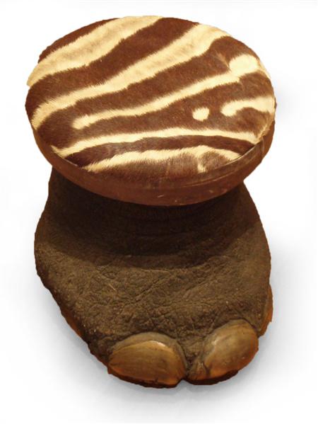 Appraisal: An early th century taxidermied elephant foot stool of circular