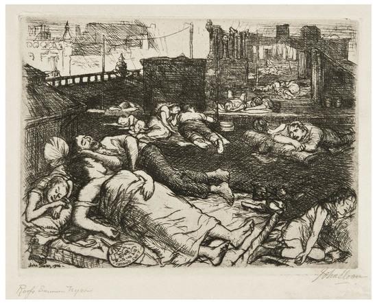 Appraisal: John Sloan - Roofs Summer Night M Etching signed and