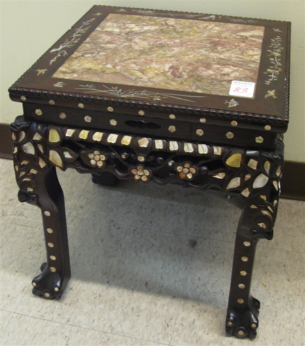 Appraisal: PAIR OF INLAID ROSEWOOD OCCASIONAL TABLES Chinese th century each