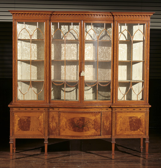 Appraisal: Edwardian Inlaid Satinwood Side Cabinet Early th Century In two