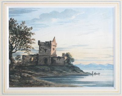 Appraisal: Attributed to John Varley A ruined church by a lake