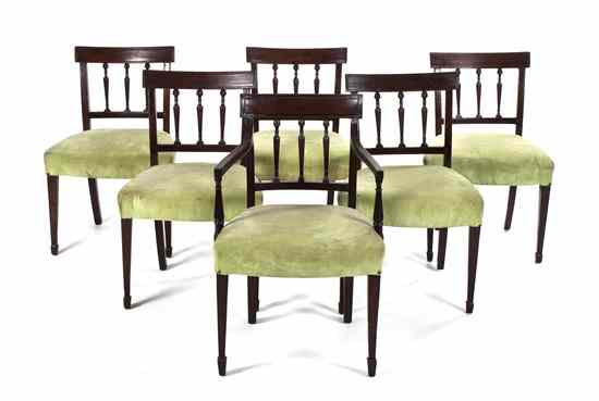 Appraisal: A Set of Six Georgian Style Mahogany Dining Chairs comprising