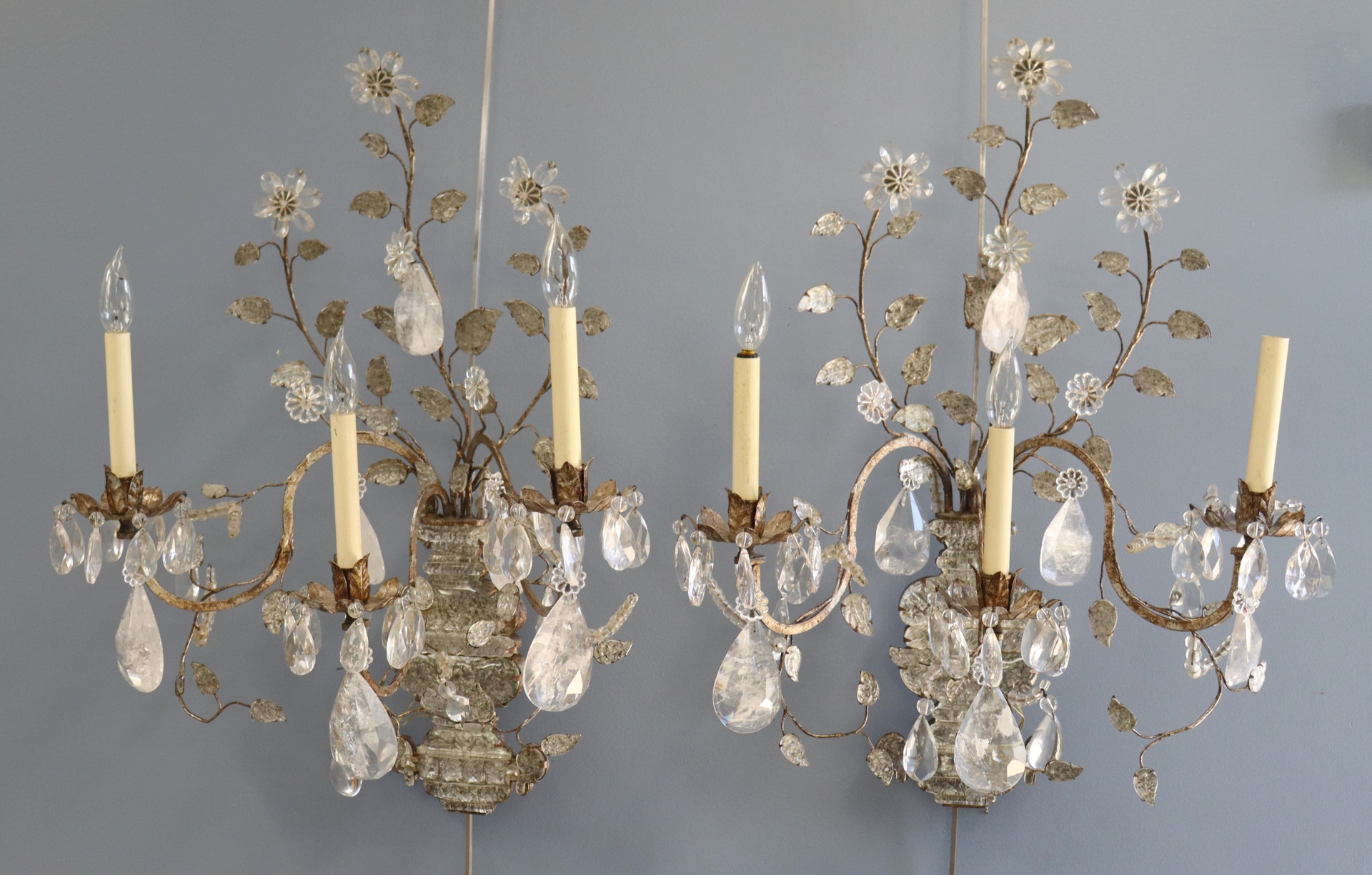 Appraisal: LARGE IMPRESSIVE PAIR OF MAISON BAGUES ATTR Urn Form Sconces