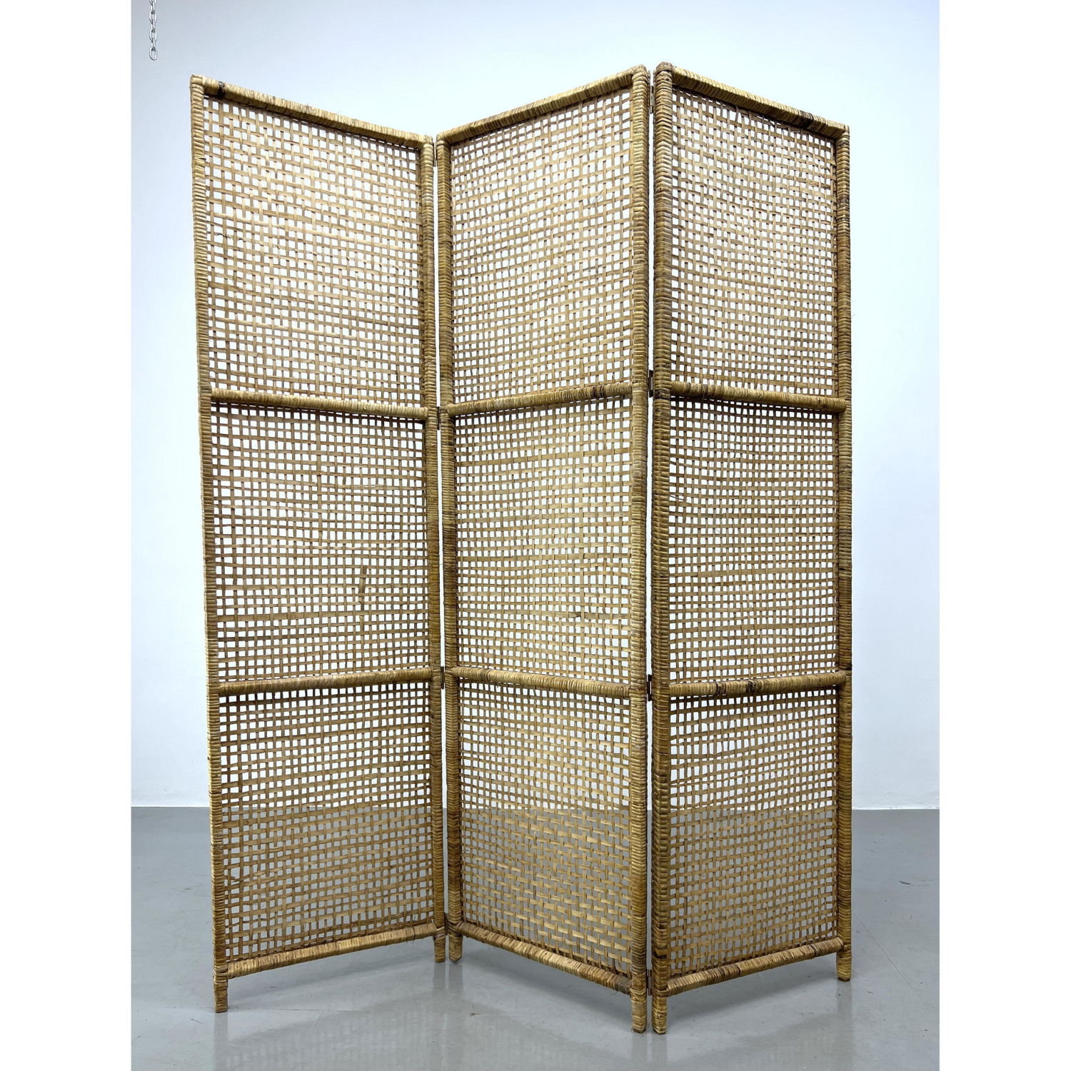 Appraisal: Woven Split Rattan Part Folding Screen Room Divider Dimensions H