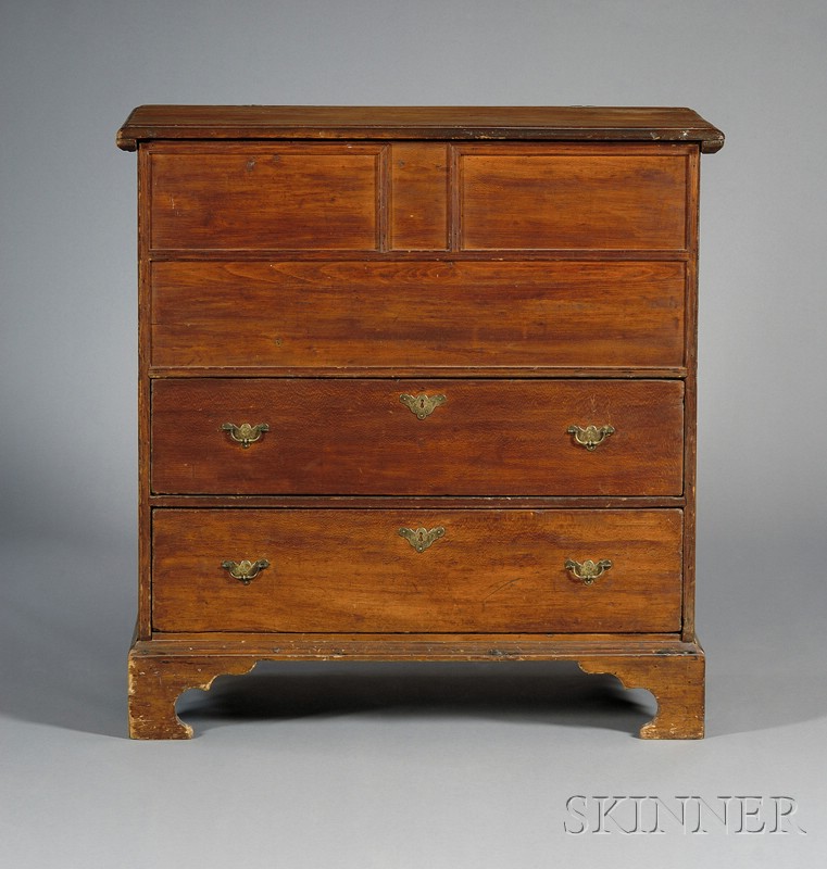 Appraisal: Queen Anne Sycamore Chest over Two Drawers New England mid-