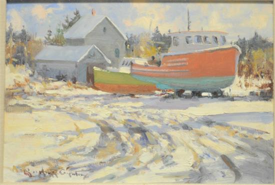 Appraisal: George Carpenter th C Maine artist oil on panel titled