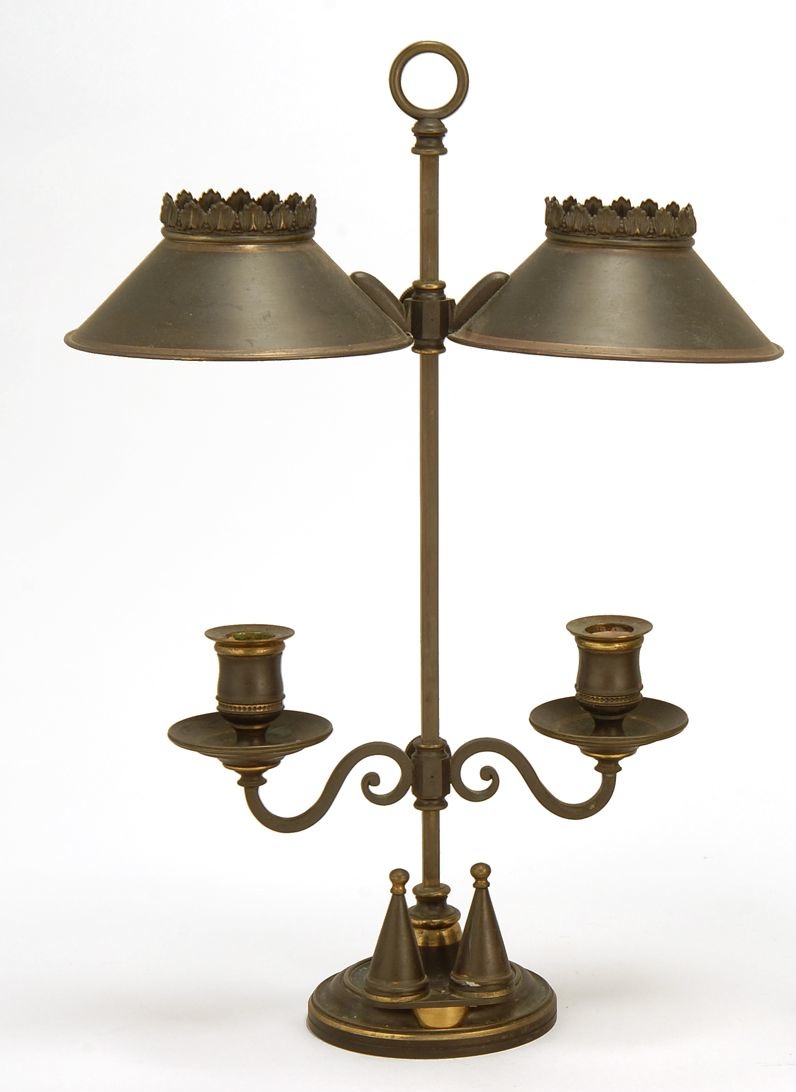 Appraisal: BOUILLOTE LAMP By Miller Sons London Brass double socle with