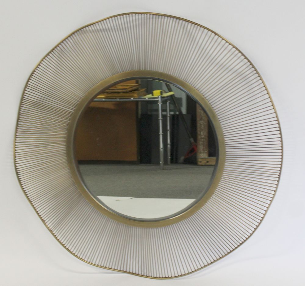 Appraisal: Midcentury Style Brass Bronze Sunburst Style Mirror From a Greenwich