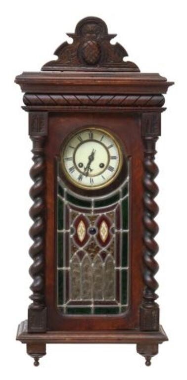 Appraisal: German regulator wall clock late th c carved crest case