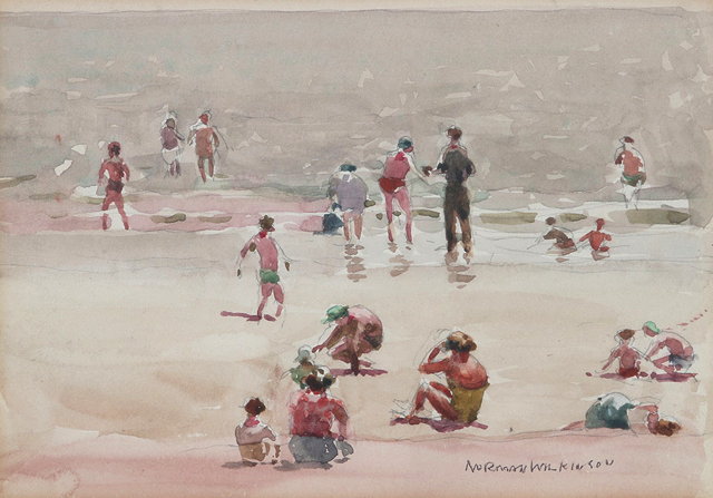 Appraisal: Norman Wilkinson British - Beach Scenesigned lower right pencil and