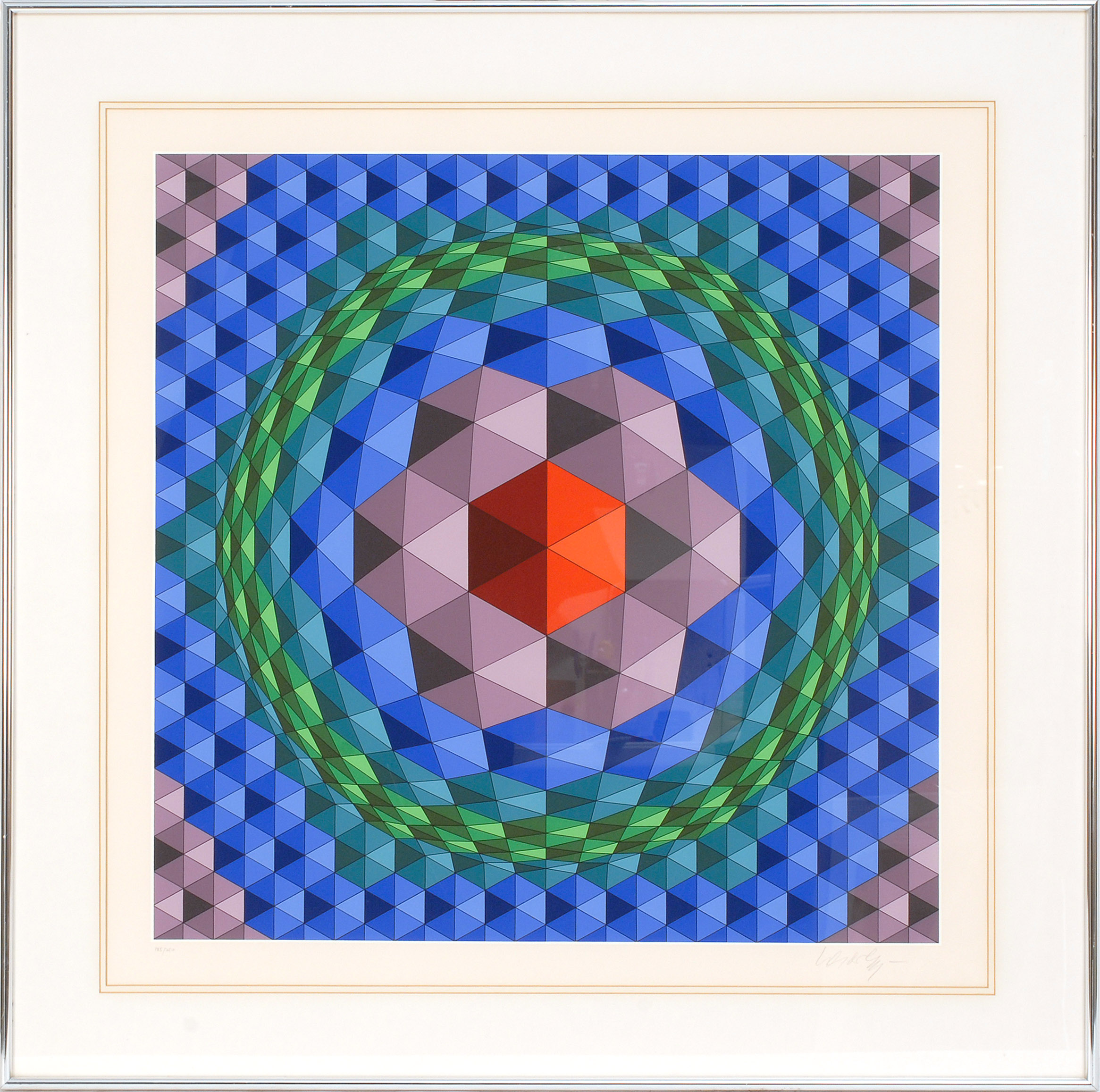 Appraisal: VICTOR VASARELYHungarian French - Untitled Geometric Op Art Composition Numbered