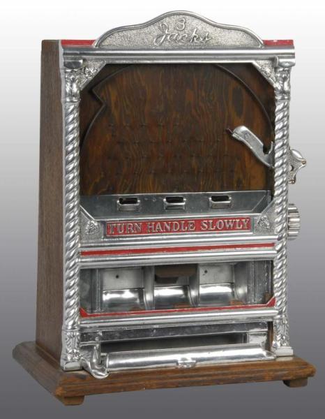 Appraisal: Three Jacks Penny Jackpot Machine Description s Working Early restoration