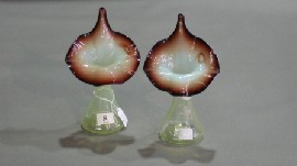 Appraisal: A pair of Jack-in-the-Pulpit vases with typical flared lips on