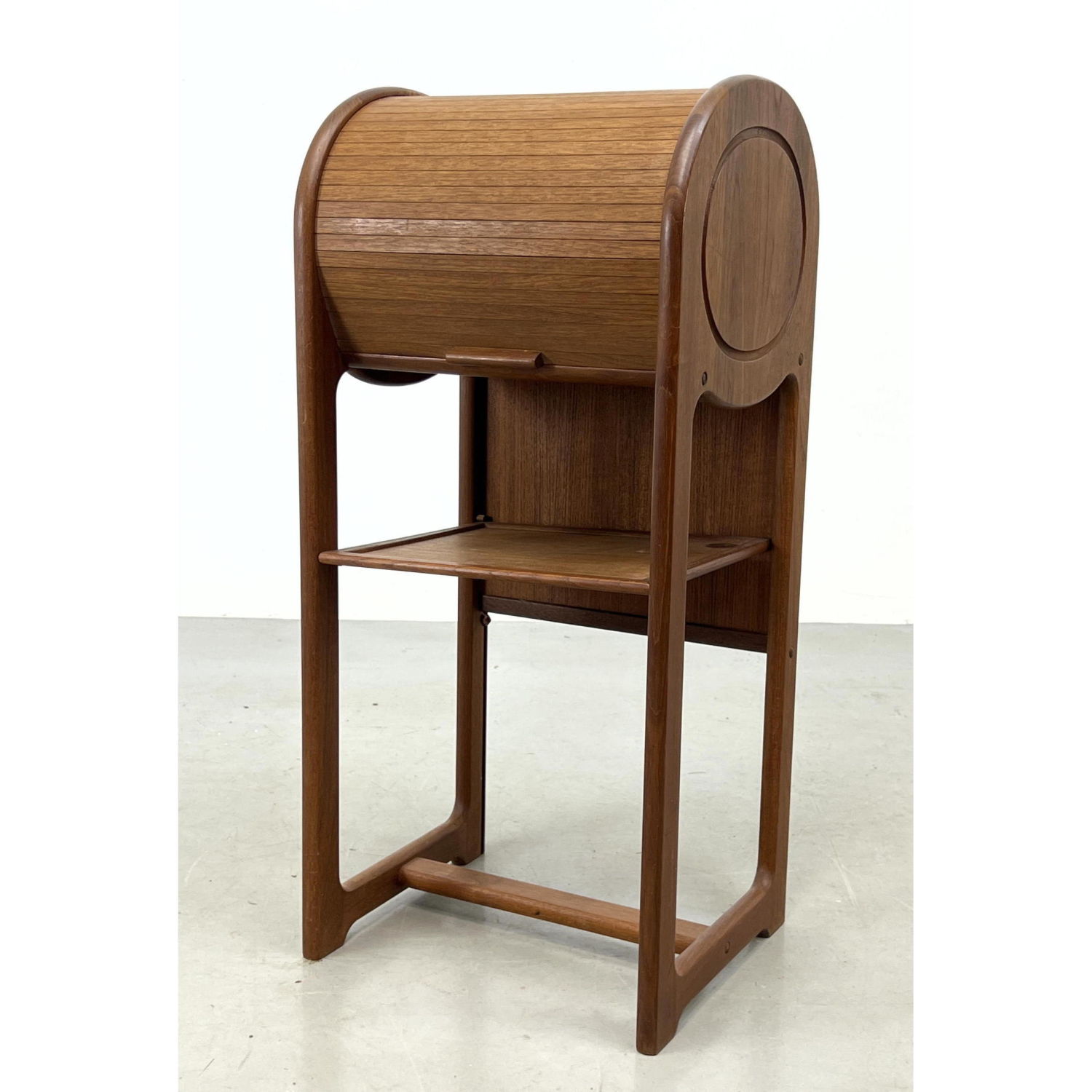 Appraisal: Tambour Top Danish Modern Teak Telephone Stand Danish teak phone