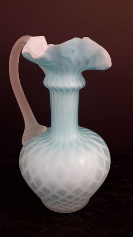 Appraisal: Antique Victorian Quilted Satin Glass Pitcher Produced by Thomas Webb