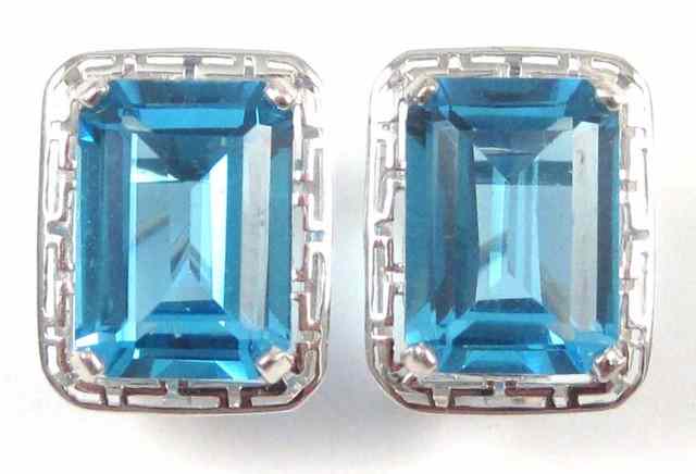 Appraisal: PAIR OF BLUE TOPAZ EARRINGS each k white gold set