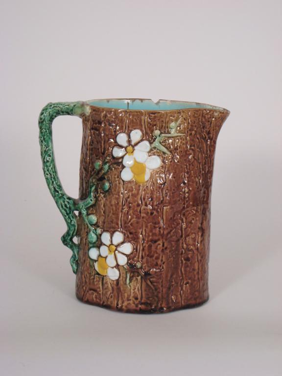 Appraisal: A th Century majolica Jug moulded simulated bamboo and palm