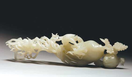 Appraisal: FINE WHITE JADE GINSENG ROOT Finely carved Chinese white jade