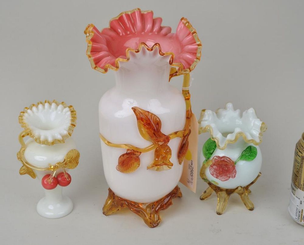 Appraisal: Three Stevens Williams Applied Glass Vases with varying designs including