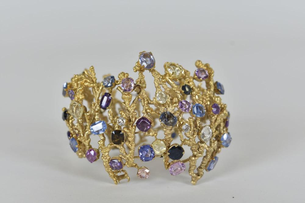 Appraisal: K YELLOW GOLD AND SEMI PRECIOUS COLORED STONE BRACELETMarked K