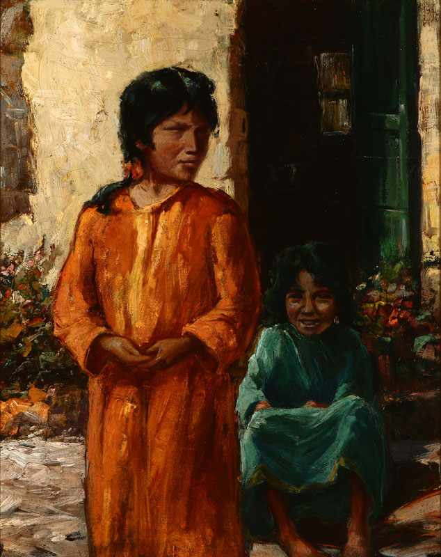 Appraisal: Eugene Franquinet - La Crescenta CA Sisters Two Figures Outdoors