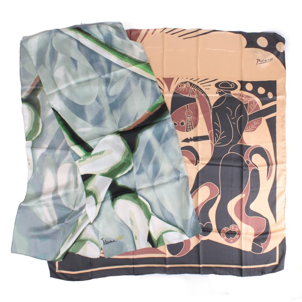 Appraisal: Two vintage silk museum scarves after Picasso Tamara de Lempicka