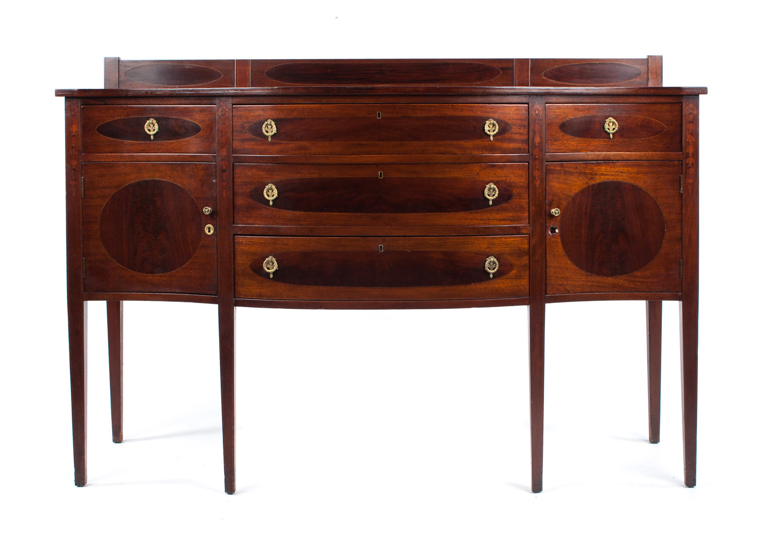 Appraisal: Federal style inlaid mahogany sideboard in the Massachusetts manner th