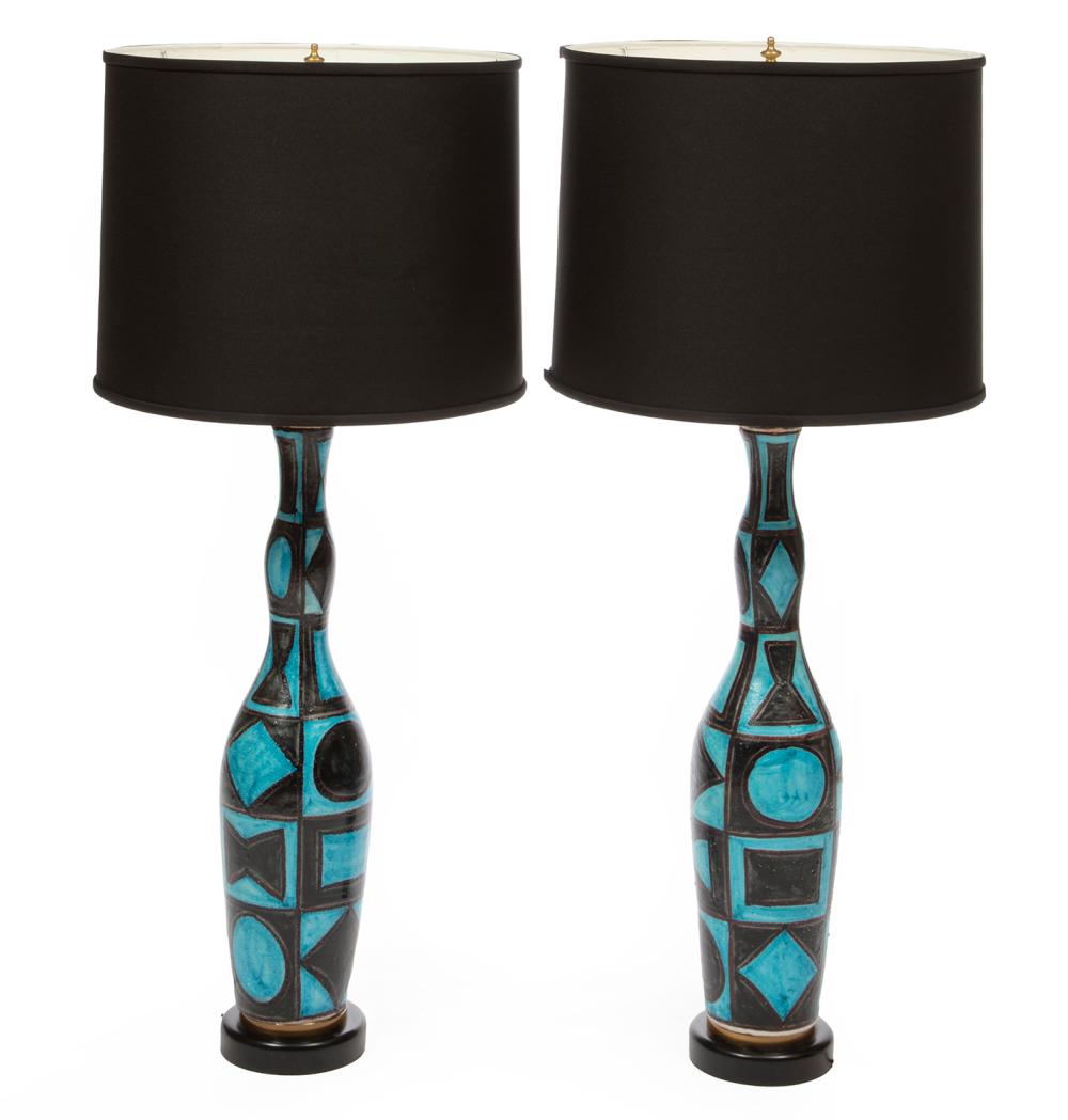 Appraisal: Pair of Italian Mid-Century Ceramic Table Lamps s marked Base