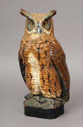 Appraisal: Glazed Ceramic Figure of an Owl x in Provenance The