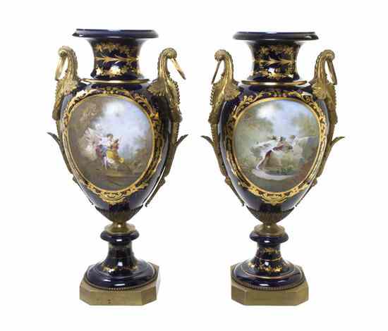 Appraisal: A Pair of Sevres Style Porcelain and Gilt Bronze Mounted