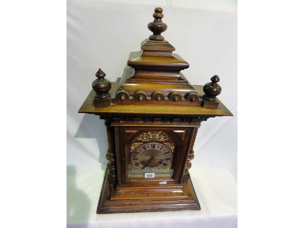 Appraisal: A late th century German walnut bracket clock with turned