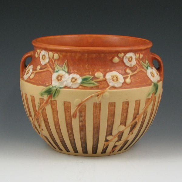 Appraisal: Roseville Cherry Blossom jardiniere in brown Marked in red crayon