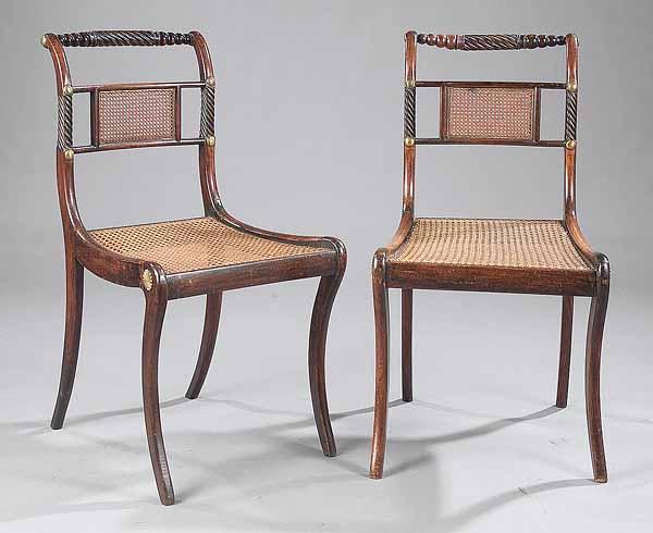 Appraisal: A Pair of Regency Trafalgar Style Rosewood Faux Bois Side